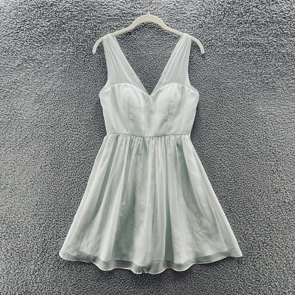 Quillaree Dresses & Skirts - Quillaree Dress Pale Green Chiffon Wedding Special Event Layered Mini